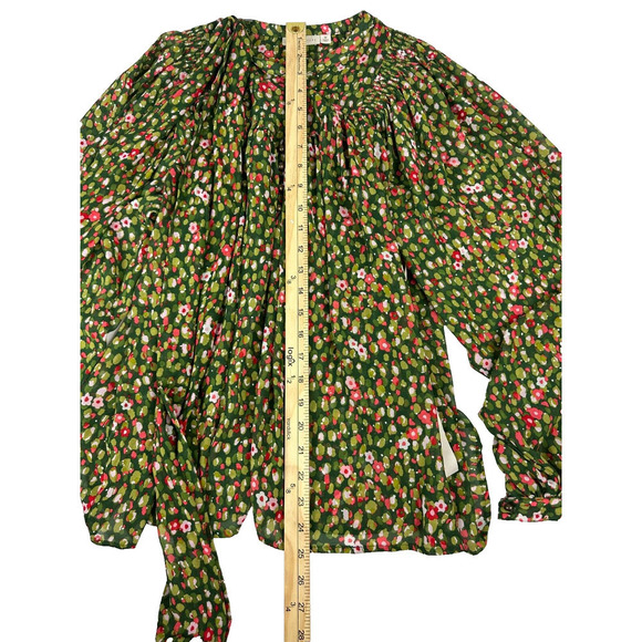 Happy X Nature Kate Hudson Women's Green Floral Peasant Top M New With Tags $78 - Picture 9 of 11